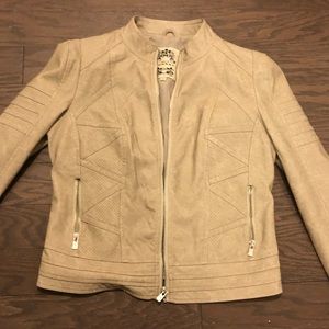 Tan Leather Moto Jacket in Small